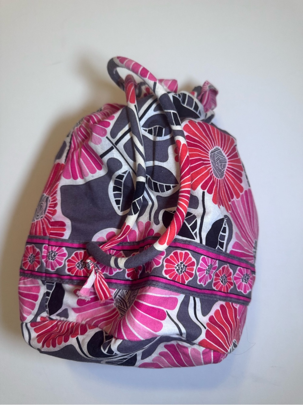 Vera Bradley Cherry Blossoms Drawstring Waterproof Makeup Bag.